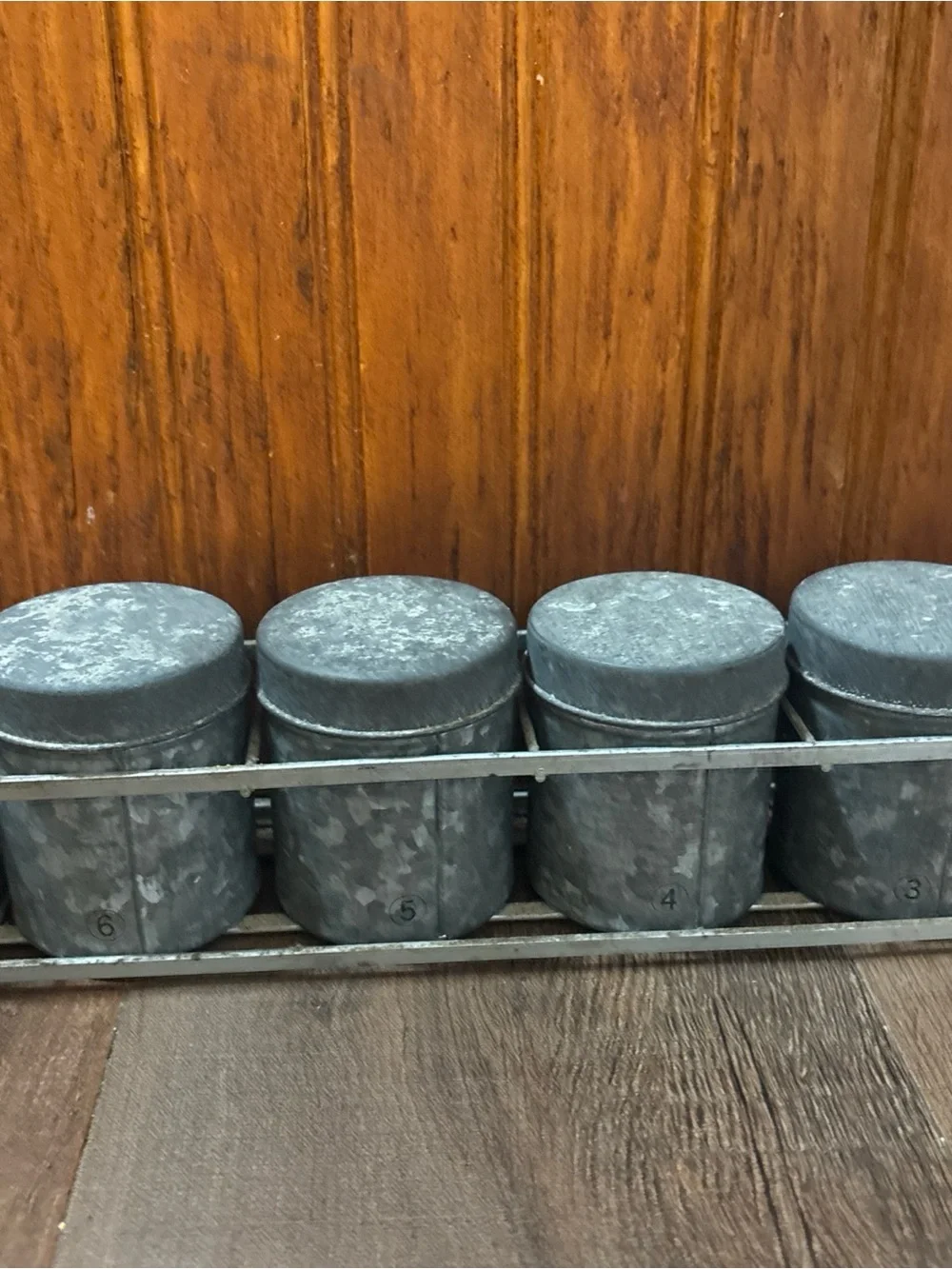 Galvanized Metal Herb Canister Set - Rustic Gray